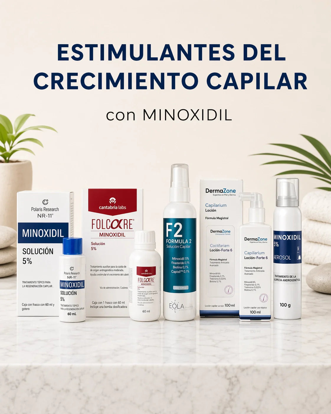Tratamientos capilares con minoxidil para caída del cabello y alopecia