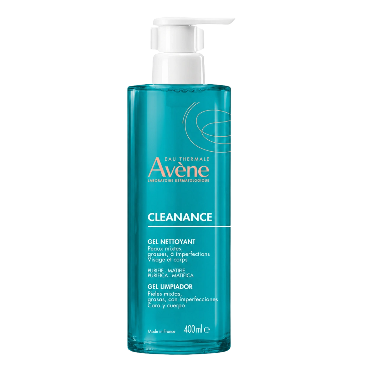 Avène Cleanance Gel Limpiador 400ml. Gel purificante y matificante para piel grasa y con acné