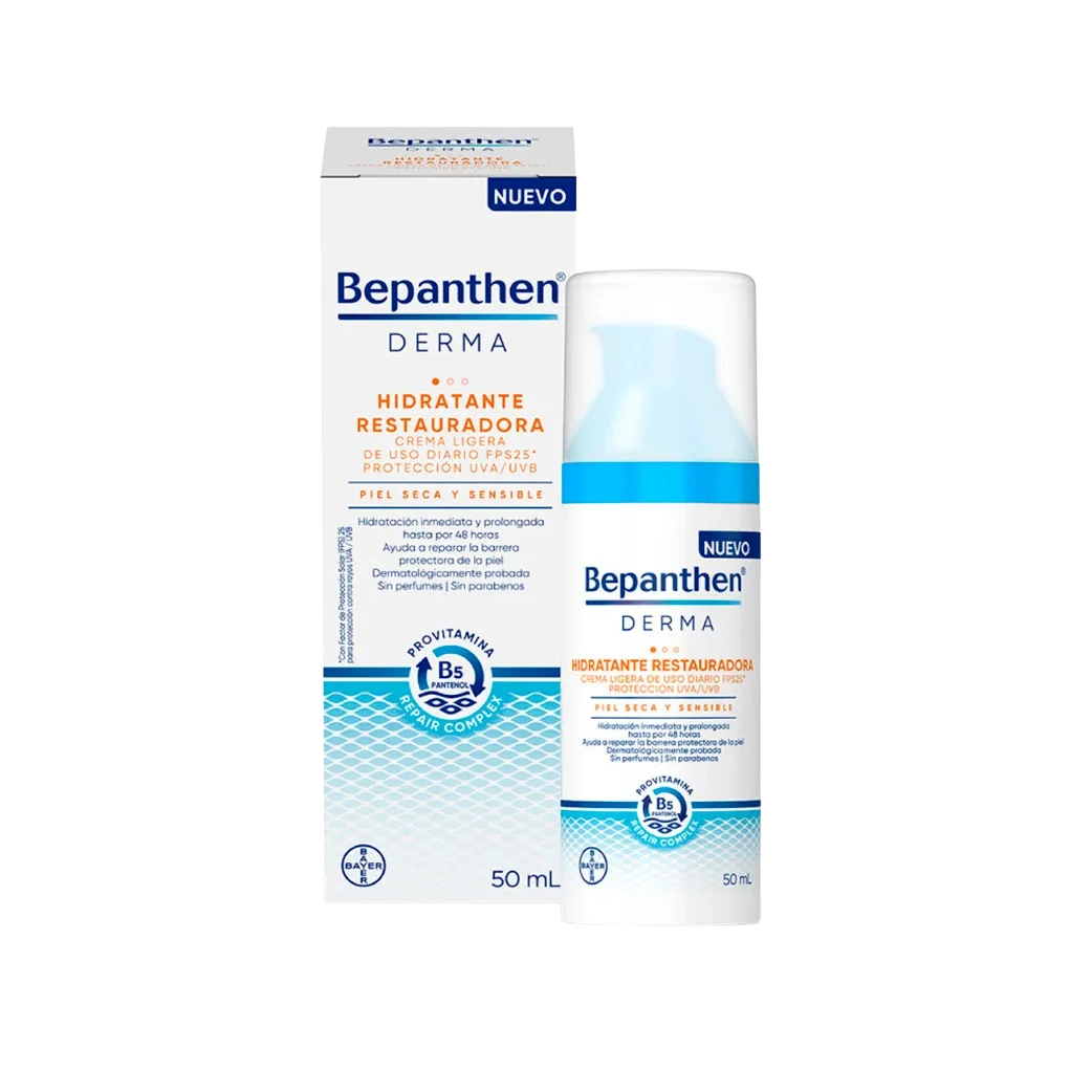 Bepanthen Hidratante Restauradora Crema Facial de Día FPS25 50ml - Derma y Laser Boutique