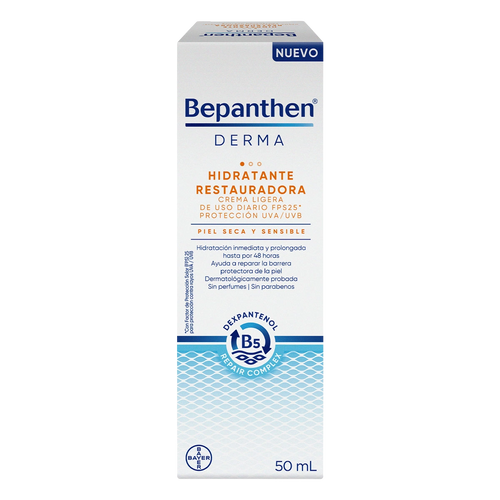 Bepanthen Hidratante Restauradora Crema Facial de Día FPS25 50ml - Derma y Laser Boutique