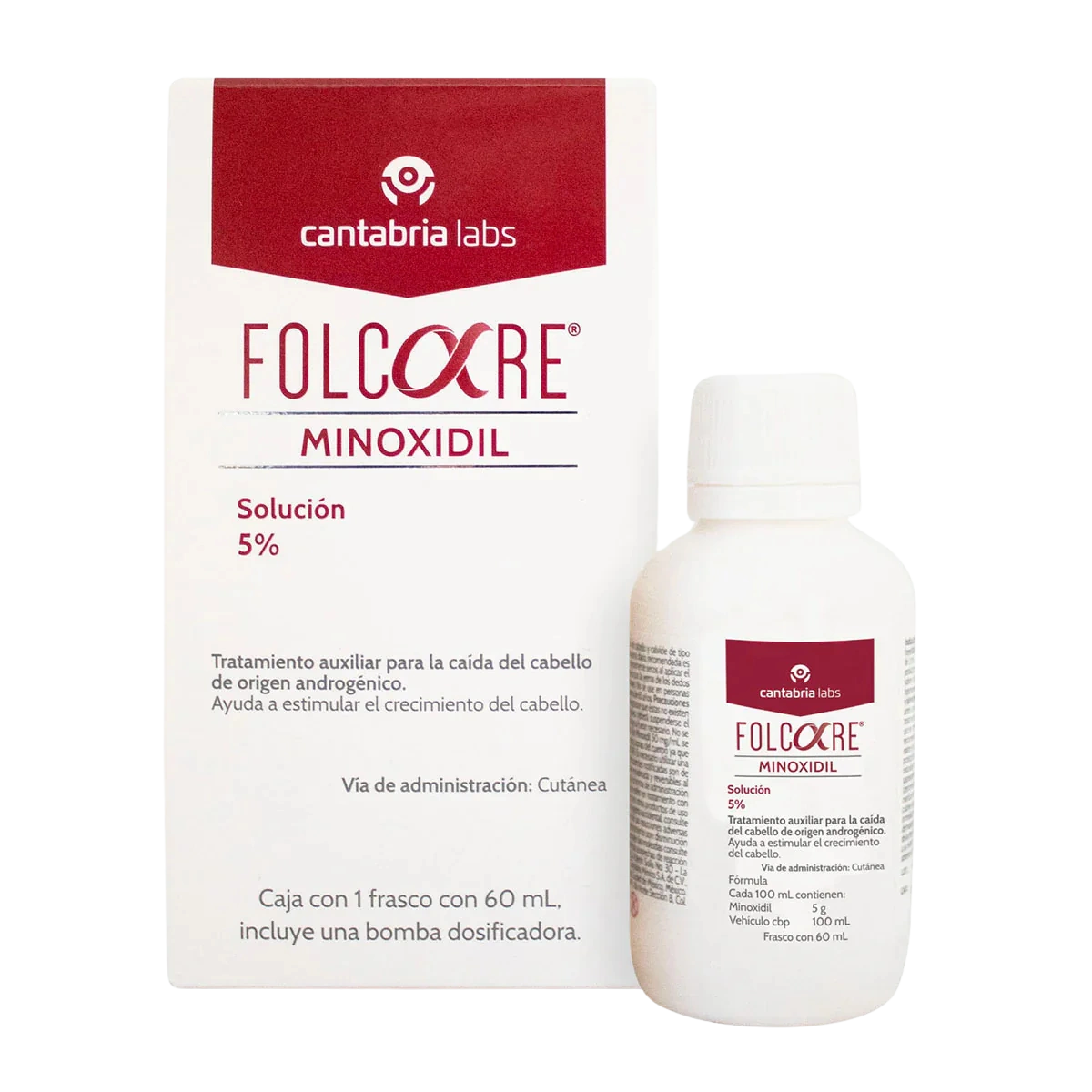Cantabria Labs Folcare minoxidil solución 5% anticaida 60ml - Derma y Laser Boutique