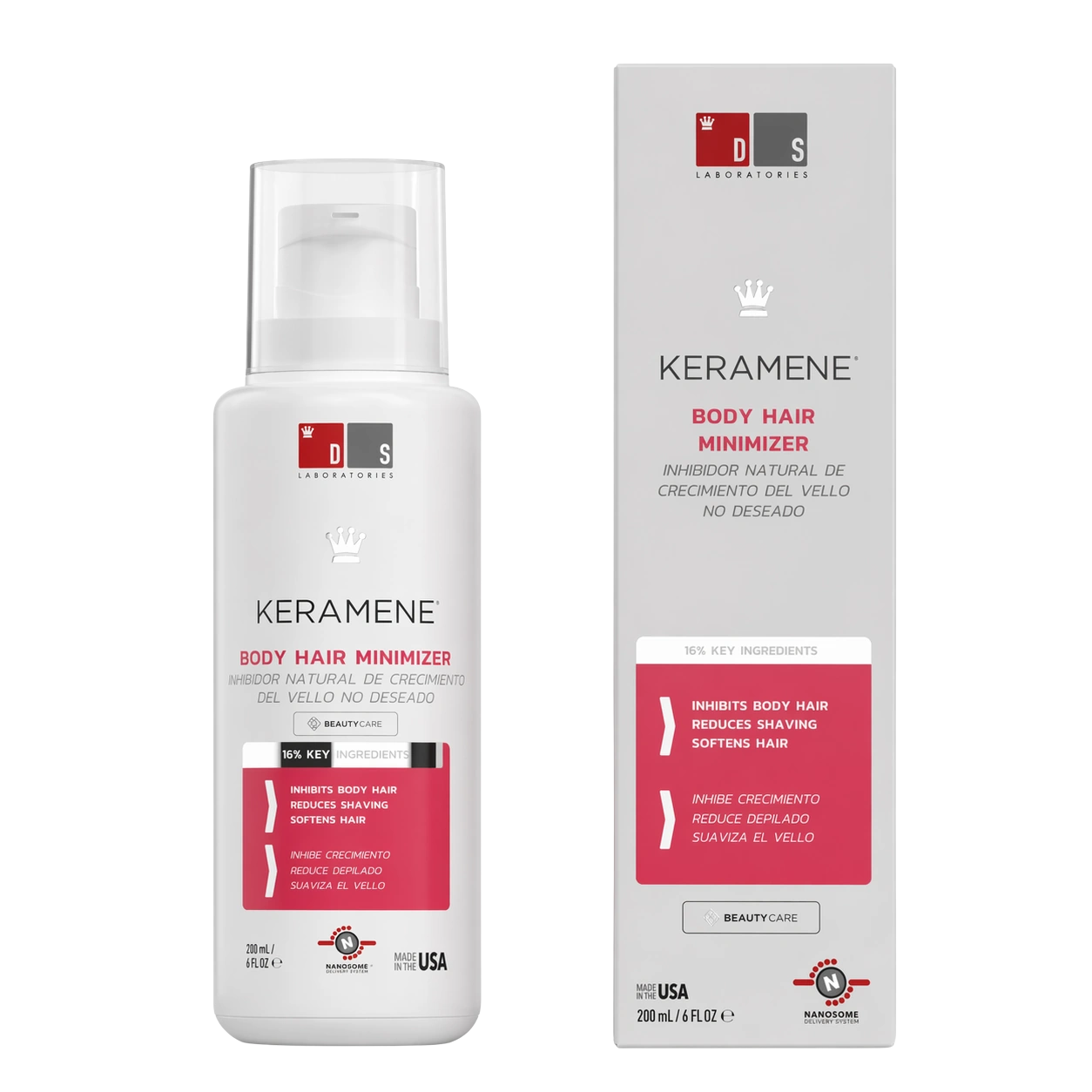 Crema Keramene DS Laboratories 200ml - inhibidor del crecimiento del vello y acondicionador de piel