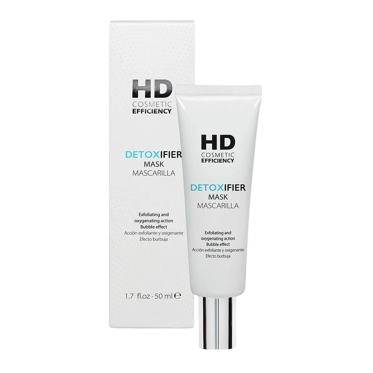 HD Dermocosmetics Detoxifier Mask 50 ml, mascarilla exfoliante y oxigenante con carbón activo