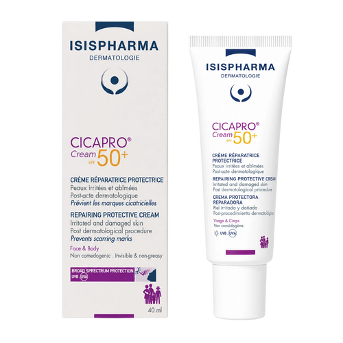 Isispharma Cicapro Cream SPF50+ 40 ml crema reparadora con protección solar.