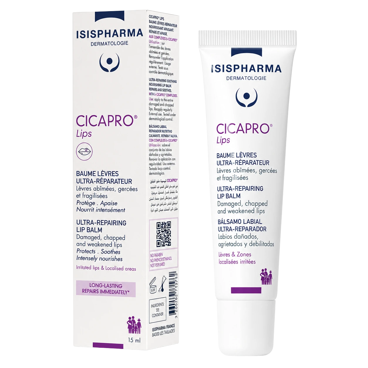 Isispharma Cicapro Lips 15 ml bálsamo reparador para labios secos y agrietados