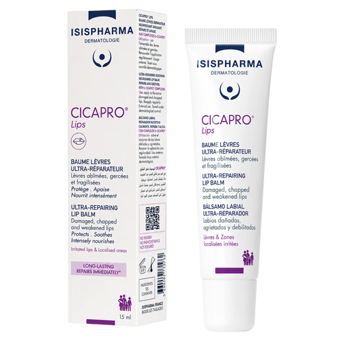 Isispharma Cicapro Lips 15 ml bálsamo reparador para labios secos y agrietados