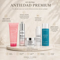 Kit antiedad premium con limpieza Bioderma, tratamiento Filorga y protector solar Colorescience SPF50+ para una piel firme, luminosa y protegida