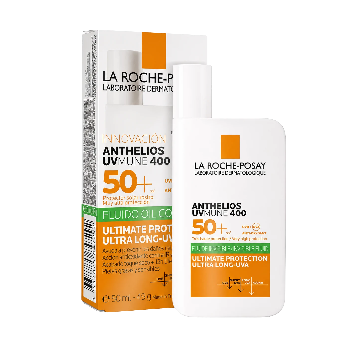 Protector solar La Roche-Posay Anthelios Uvmune 400 Oil Control Fluido FPS 50+ 50ml para piel mixta a grasa