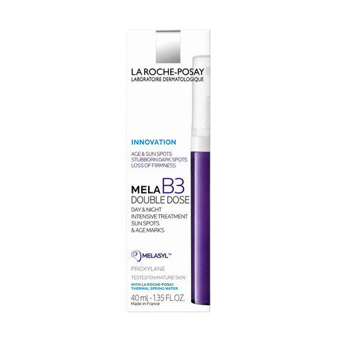 Frasco dosificador 40ml de La Roche-Posay Mela B3 Double Dose, tratamiento en crema-gel antimanchas y antiedad.