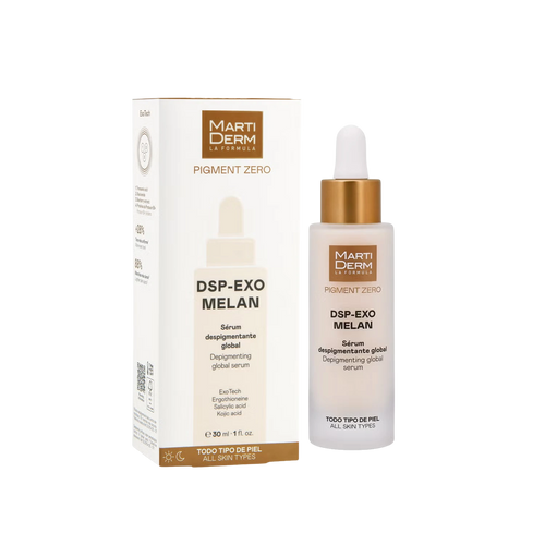 Sérum despigmentante MartiDerm Pigment Zero DSP-Exo Melan 30ml para reducir manchas oscuras y unificar el tono facial.