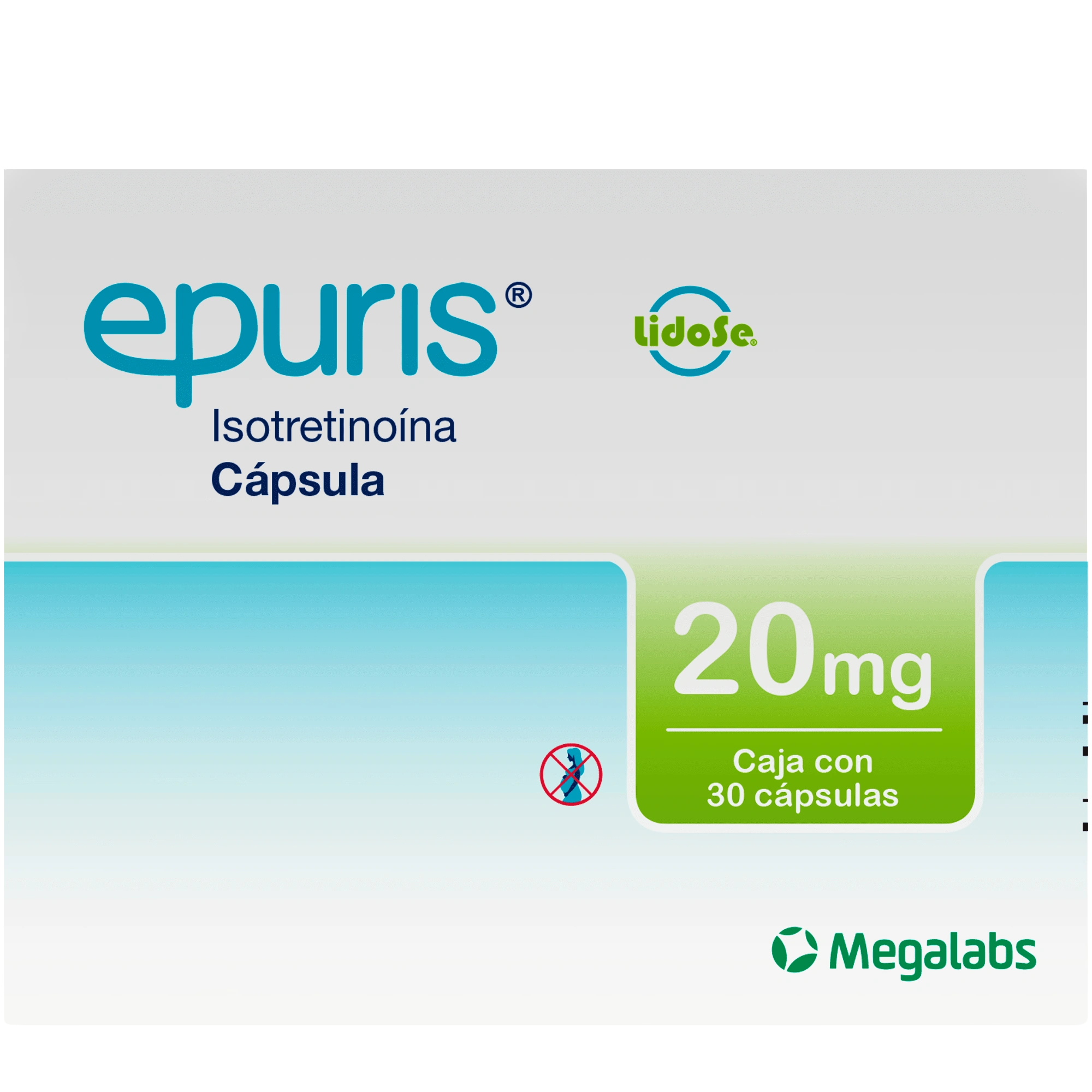Megalabs Epuris (isotretinoína) 20mg 30caps - Derma y Laser Boutique