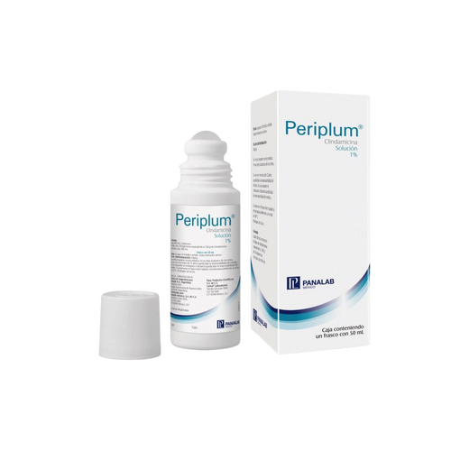 Periplum 1% Clindamicina Solución Tópica 50ml con aplicador roll-on para el acné.