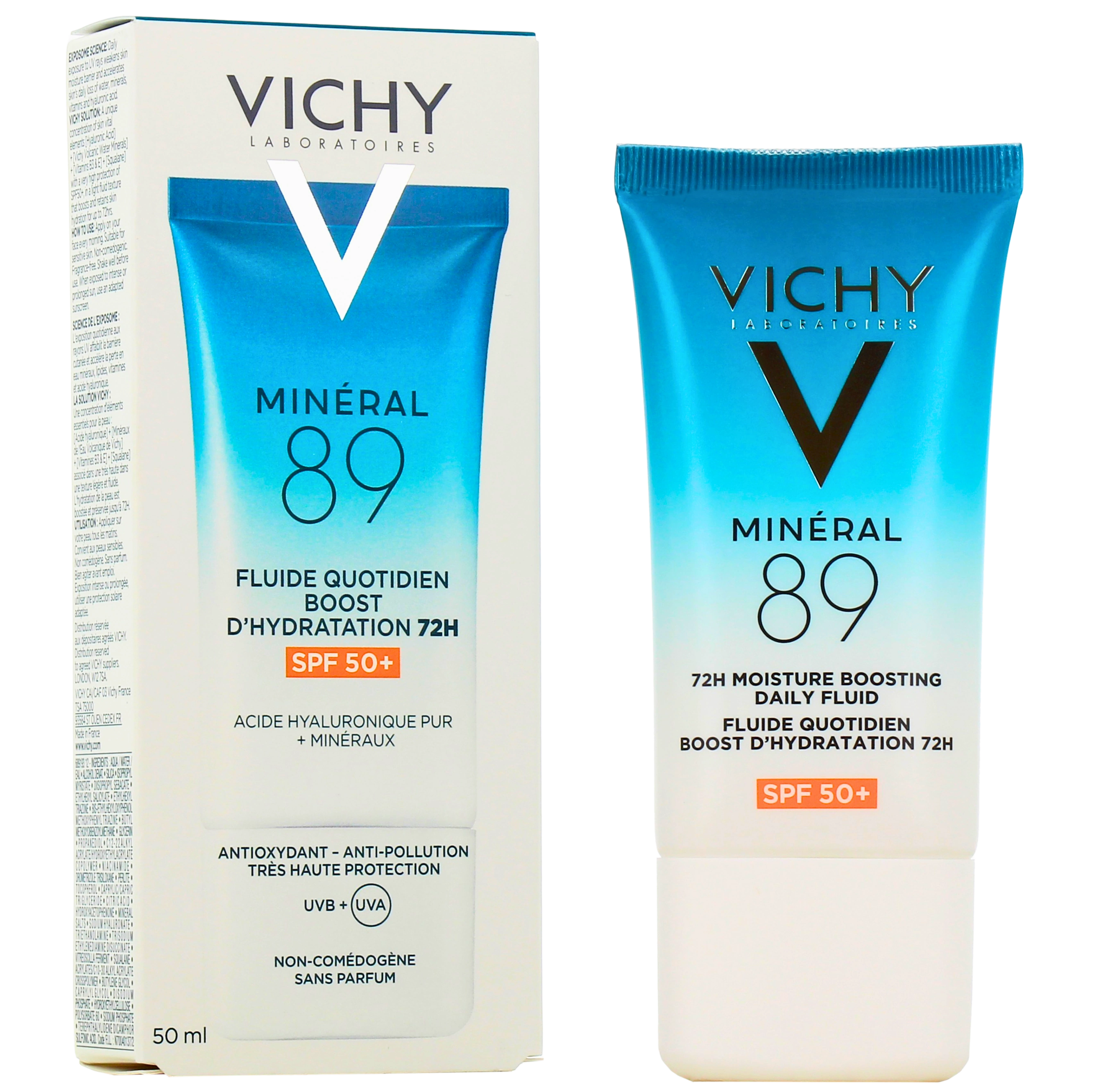 Vichy Mineral 89 Crema UV Fluida Hidratante De Uso Diario 72H FPS50+ 50ml - Derma y Laser Boutique